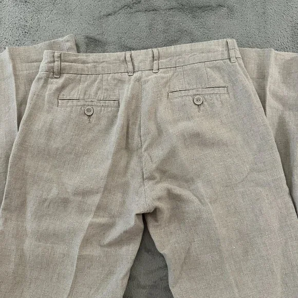 Garnet Hill 100% Linen Straight Leg Pants Women's size 2 Beige Tan Neutral - Picture 8 of 8